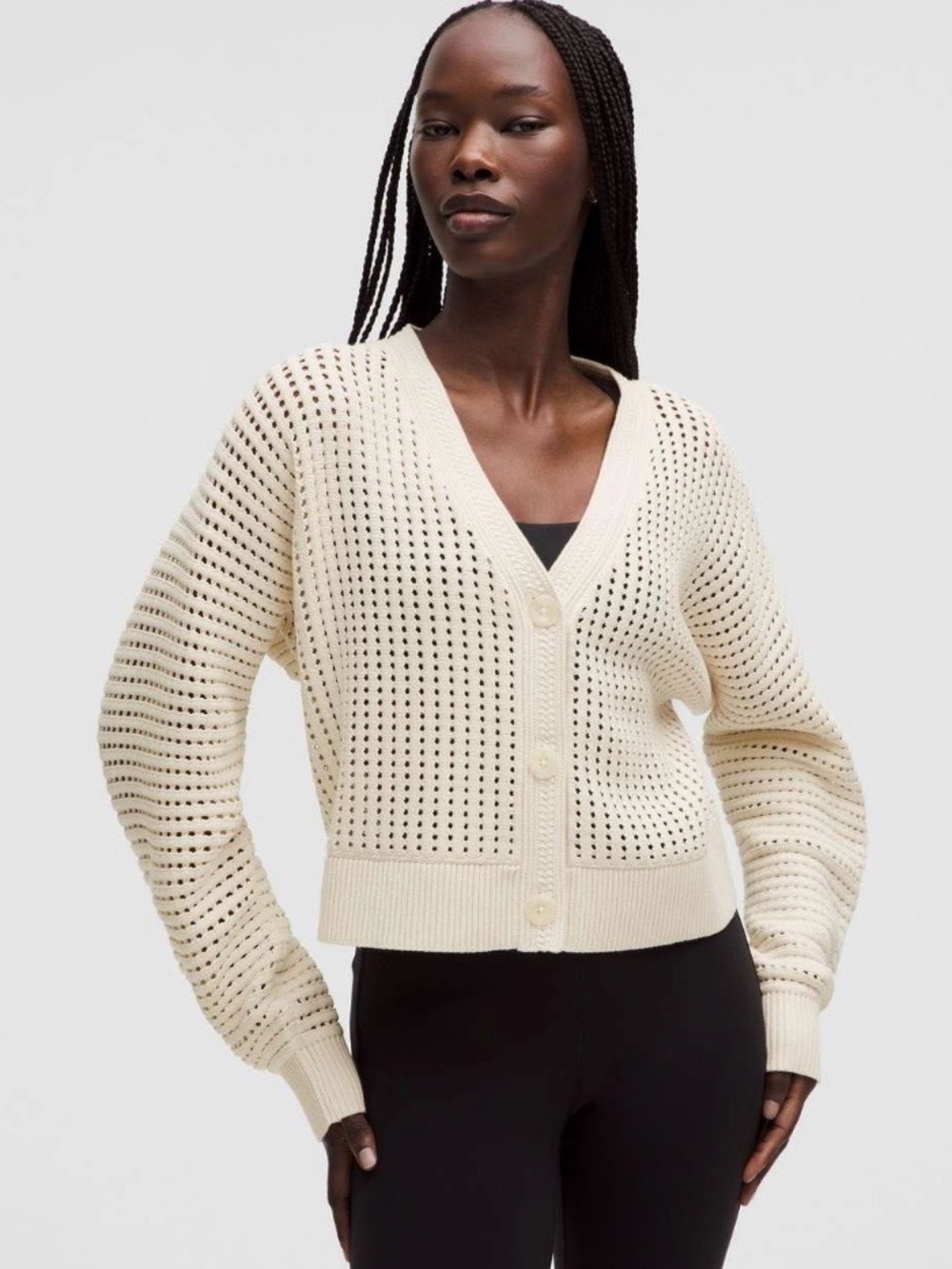 Lululemon Cotton Crochet Mesh Relaxed-Fit Cardigan